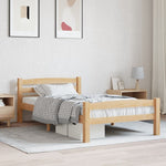 ZNTS Bed Frame without Mattress Solid Pinewood 100x200 cm 322062