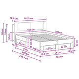 Bed Frame with Storage Grey Sonoma 160 x 200 cm Engineered Wood 3433782