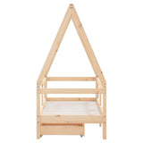 Kids Bed Frame with Drawers 70x140 cm Solid Wood Pine 834471