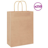 Paper Bags 250 pcs with Handles Brown 26x12x35 cm 4101590