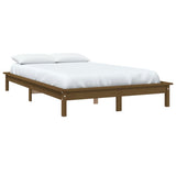 Bed Frame Honey brown Solid pine wood Double Durable Bed Frame 820564