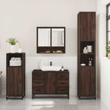 3 Piece Bathroom Furniture Set Brown Oak Engineered Wood 3300994