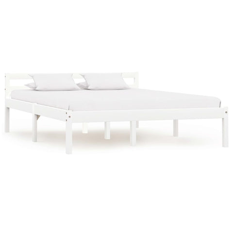 Bed Frame without Mattress White Solid Pine Wood 140x200 cm 283187