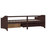 3-Seater Day Bed without Mattress Dark Brown Solid Pinewood 90x200cm 322172