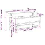Coffee Table Sonoma Oak 100x50x45 cm Engineered Wood and Metal 845397
