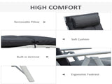 Steel Frame Outdoor Garden Padded Sun Lounger w/ Pillow Black T3398P315432