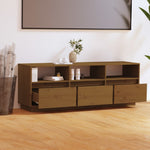 TV Cabinet Honey Brown 140x37x50 cm Solid Wood Pine 813433