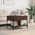 ZNTS Coffee Table Brown Oak 70x50x50 cm Engineered Wood and Metal 845365