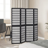 Room Divider 4 Panels Black Solid Wood Paulownia 358769