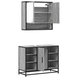 ZNTS 2 Piece Bathroom Furniture Set Grey Sonoma Engineered Wood 3300943