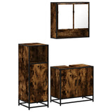 3 Piece Bathroom Furniture Set Smoked Oak Engineered Wood 3300977