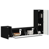 TV Cabinet Set Wall-mounted 4 pcs Black Engineered Wood 3408998