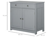 75x60cm Freestanding Bathroom Storage Cabinet Unit w/ 2 Drawers Cupboard Adjustable Shelf Metal T3398P344166