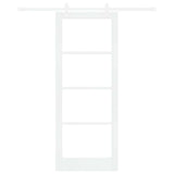 Sliding Door White 83 x 211 cm Solid Pine Wood and Glass 3332224