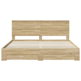 Bed Frame with Drawer Sonoma Oak 200 x 200 cm Engineered Wood 3411266
