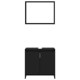 ZNTS 3 Piece Bathroom Furniture Set Black Engineered Wood 3056935