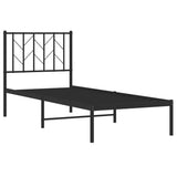 Metal Bed Frame without Mattress with Headboard Black 75x190cm 374427