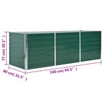 Garden Raised Bed Galvanised Steel 240x80x77 cm Green 44841