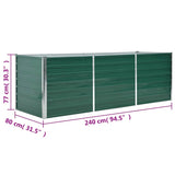 Garden Raised Bed Galvanised Steel 240x80x77 cm Green 44841