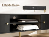 TV Stand for TVs up to 65", Entertainment Center with 2 Open Shelves, 2 Cabinets and Steel Legs for T3398P552698