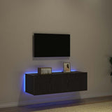 TV Wall Cabinet with LED 2 pcs Black Oak 100 x 35 x 31 cm 863112