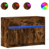 TV Cabinet with LED Smoked Oak 91x34x61 cm Engineered Wood 852184