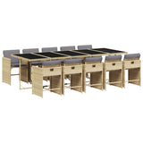 Garden Dining Set Mix beige PE rattan 10-seater Foldable 3211116