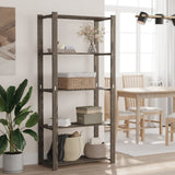 5-Tier Storage Rack Grey 80x38x170 cm Solid Wood Pine 373385
