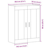 Wall Mounted Cabinet Old Wood 69.5x34x90 cm Engineered Wood 857310