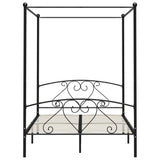 Bed Frame Black Metal Double Durable Bed Frame Rectangular 284437