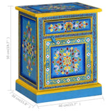 Bedside Cabinet Solid Mango Wood Turquoise Hand Painted 244834