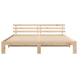 Bed Frame with Headboard Natural 200 x 200 cm Solid Pine Wood 872596