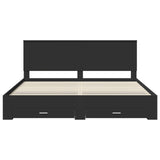 Bed Frame Black and Silver 200 x 200 cm Engineered Wood 3411265
