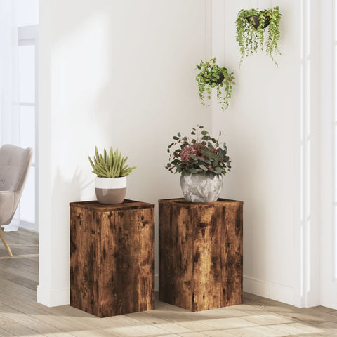 ZNTS Plant Stands 2 pcs Smoked Oak 30x30x50 cm Engineered wood 852919