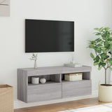 TV Wall Cabinet with LED Lights Grey Sonoma 100x30x40 cm 837216