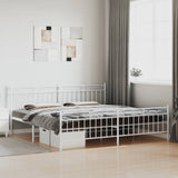 Metal Bed Frame without Mattress with Footboard White 200x200cm 373765