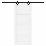 Sliding Door White and Black 83 x 202 cm Solid Pine Wood 3333533