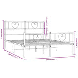 Metal Bed Frame without Mattress with Footboard White 150x200cm 355532