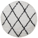 ZNTS Shaggy Rug High Pile Modern Cream and Black Ø 240 cm 375380