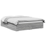Bed Frame Grey Sonoma Engineered wood, Plywood Double Bed Frame 3280375