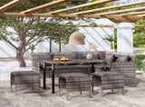 5 Piece L-shaped Couch Sofa Set with Cushions Poly Rattan Grey 318582