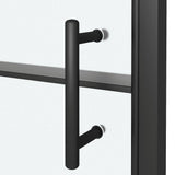 Shower Door 100x178 cm Half Frosted Tempered Glass Black 151867