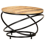 ZNTS Coffee Table Black 60x60x40 cm Solid Rough Mango Wood 321935