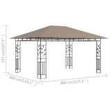 Gazebo with Mosquito Net 4x3x2.73 m Taupe 180 g/m 312252