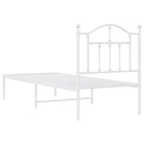 Metal Bed Frame without Mattress with Headboard White 75x190cm 353478