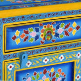 Bedside Cabinet Solid Mango Wood Turquoise Hand Painted 244834