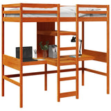 Loft Bed Frame without mattress Wax Brown 90x190cm Solid Wood Pine 3308549