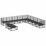Garden Sofa Set with Cushion Black Aluminium 3378880