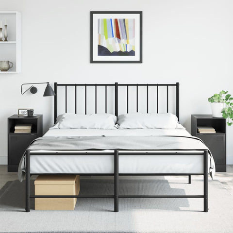 ZNTS Bedside Cabinets 2pcs Black 34.5x39x62 cm Steel 841764