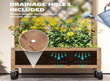 Raised Garden Bed with Metal Trellis, Pack of 2 Wooden Elevated Planter Box with Wheels and Drainage T3398P317809